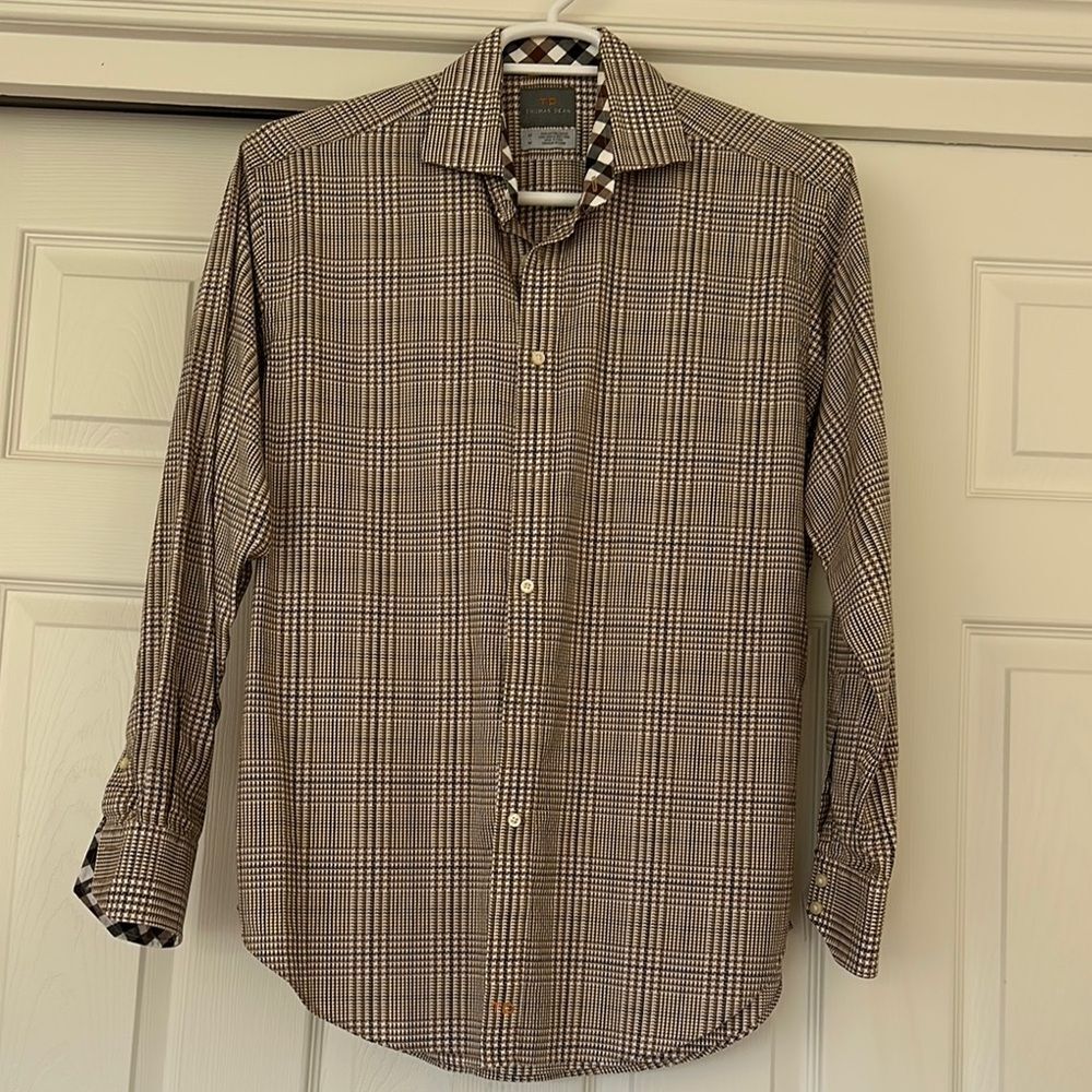 Thomas Dean Brown Casual Button Down Shirt